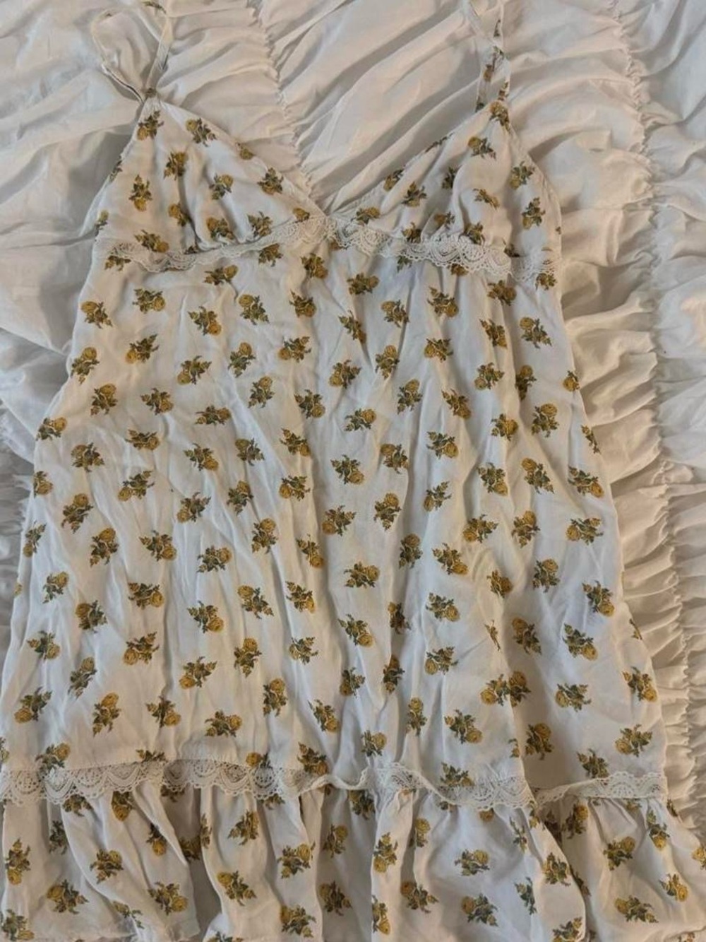 Motel Rocks White Mini Dress with Yellow Floral Print